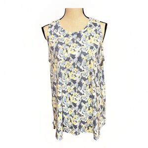 Zelos Geometric Print Shirt Tank Women's Size 1X Blue White Yellow Activewear